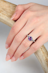 "AURA" - BIRTHSTONE RING WITH AN AMETHYST CENTER STONE & DIAMOND ACCENTS