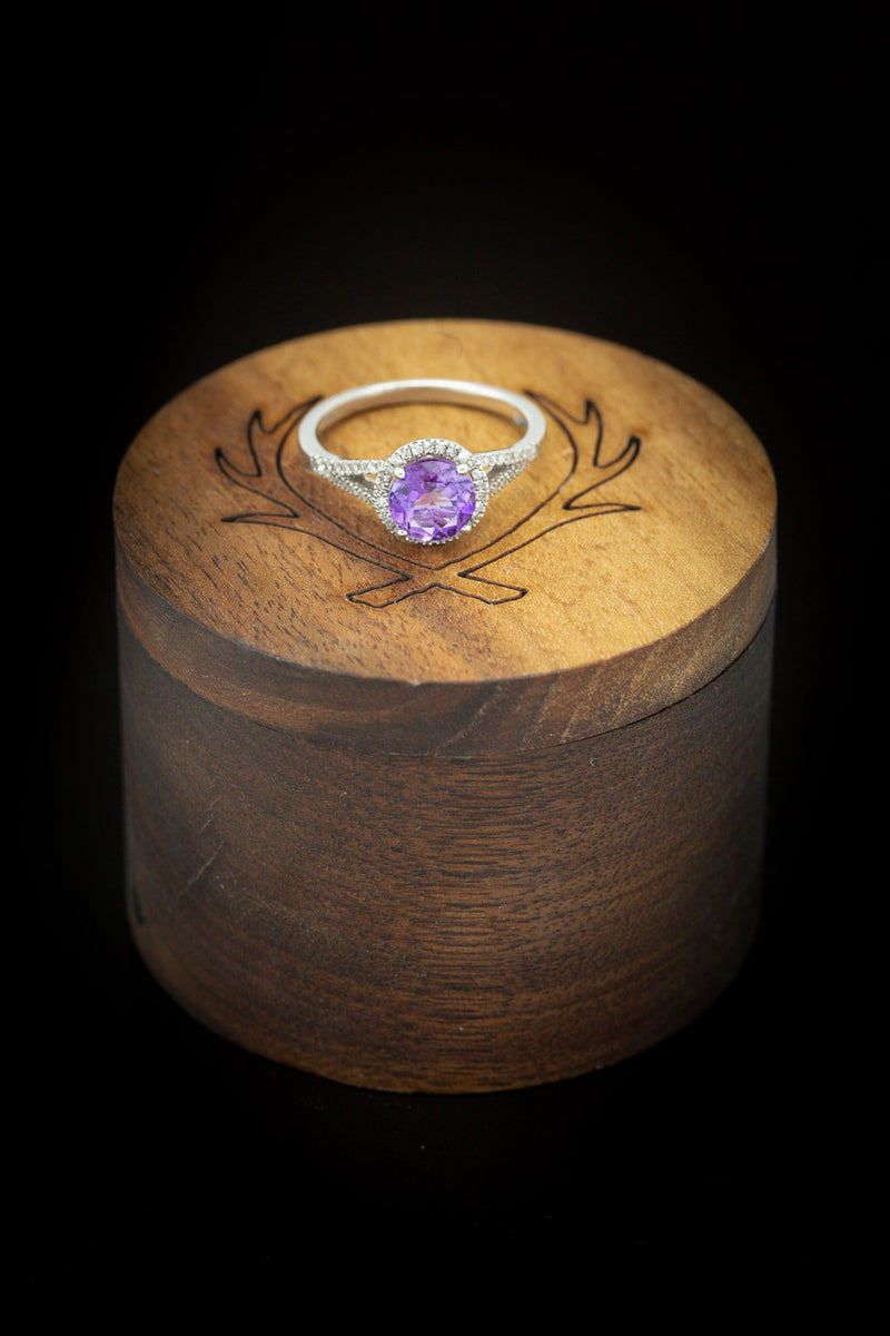 "AURA" - BIRTHSTONE RING WITH AN AMETHYST CENTER STONE & DIAMOND ACCENTS-2