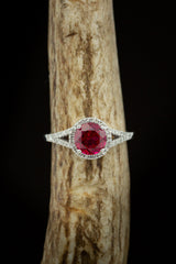 "AURA" - BIRTHSTONE RING WITH A LAB-GROWN RUBY CENTER STONE & DIAMOND ACCENTS