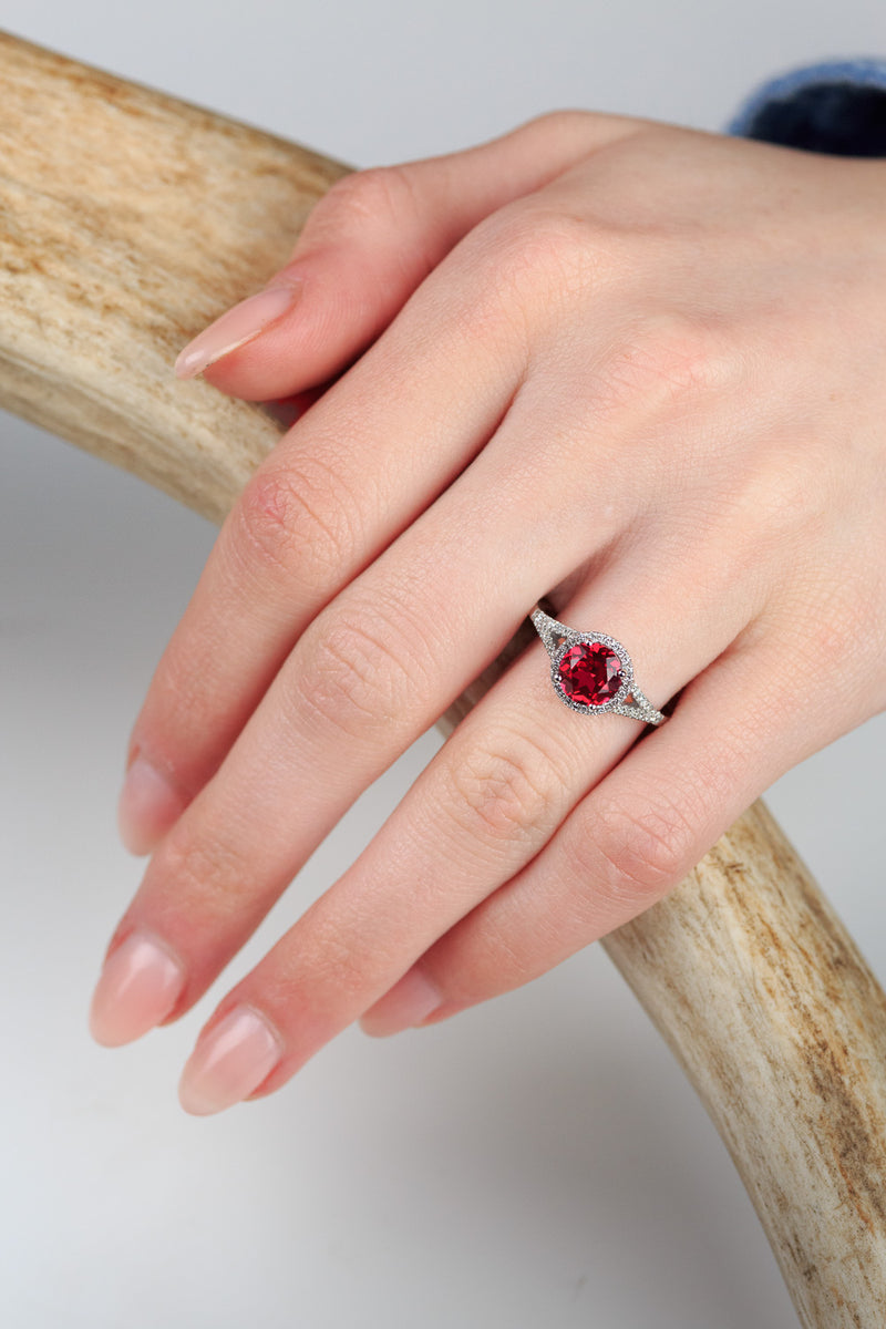 Lab-Created Ruby Ring Lab-Created Sapphires Sterling Silver|Kay | Ruby  engagement ring vintage, Gold diamond wedding rings, Gold band diamond ring
