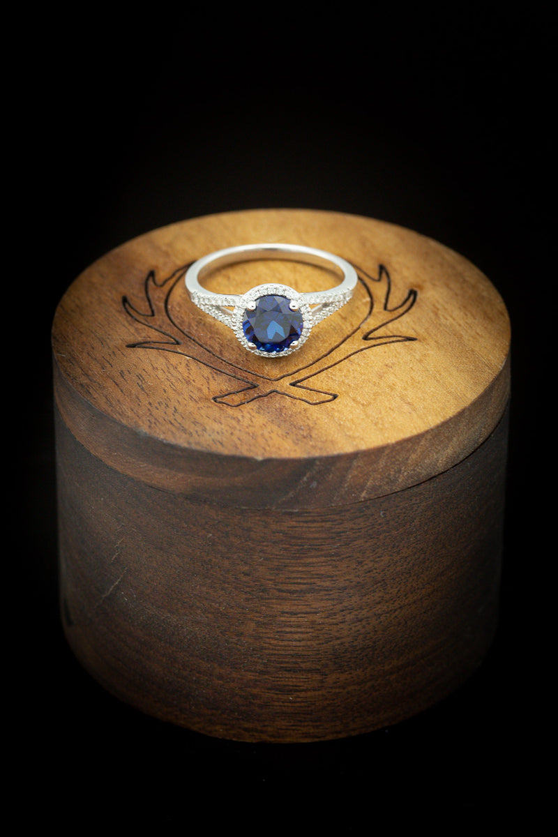 "AURA" - BIRTHSTONE RING WITH A LAB-GROWN BLUE SAPPHIRE CENTER STONE & DIAMOND ACCENTS