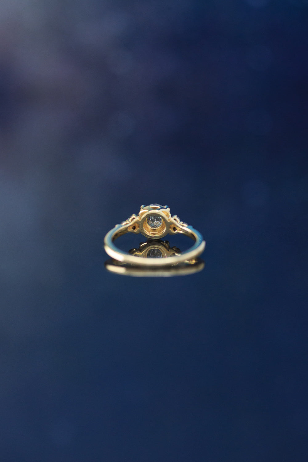 "BELATRIX" - ROSE CUT SALT & PEPPER DIAMOND ENGAGEMENT RING WITH BLACK DIAMOND ACCENTS-4