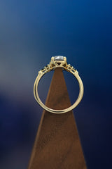"BELATRIX" - ROSE CUT SALT & PEPPER DIAMOND ENGAGEMENT RING WITH BLACK DIAMOND ACCENTS