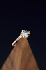 "GEMINI" - ROUND ROSE CUT MOISSANITE ENGAGEMENT RING WITH DIAMOND ACCENTS & RING GUARD