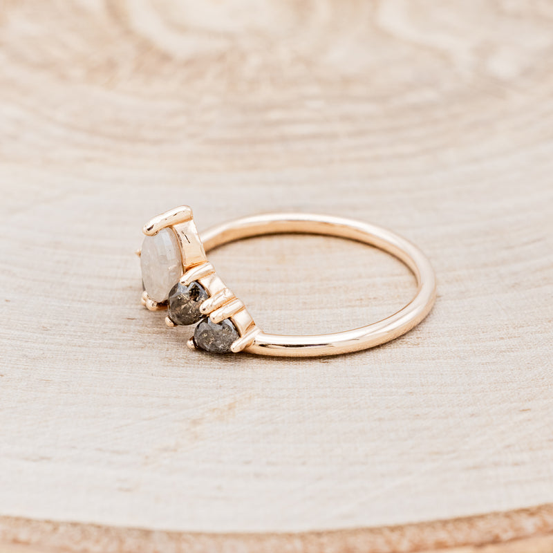 "IO" - PEAR-SHAPED SALT & PEPPER DIAMOND ENGAGEMENT RING WITH TRACER