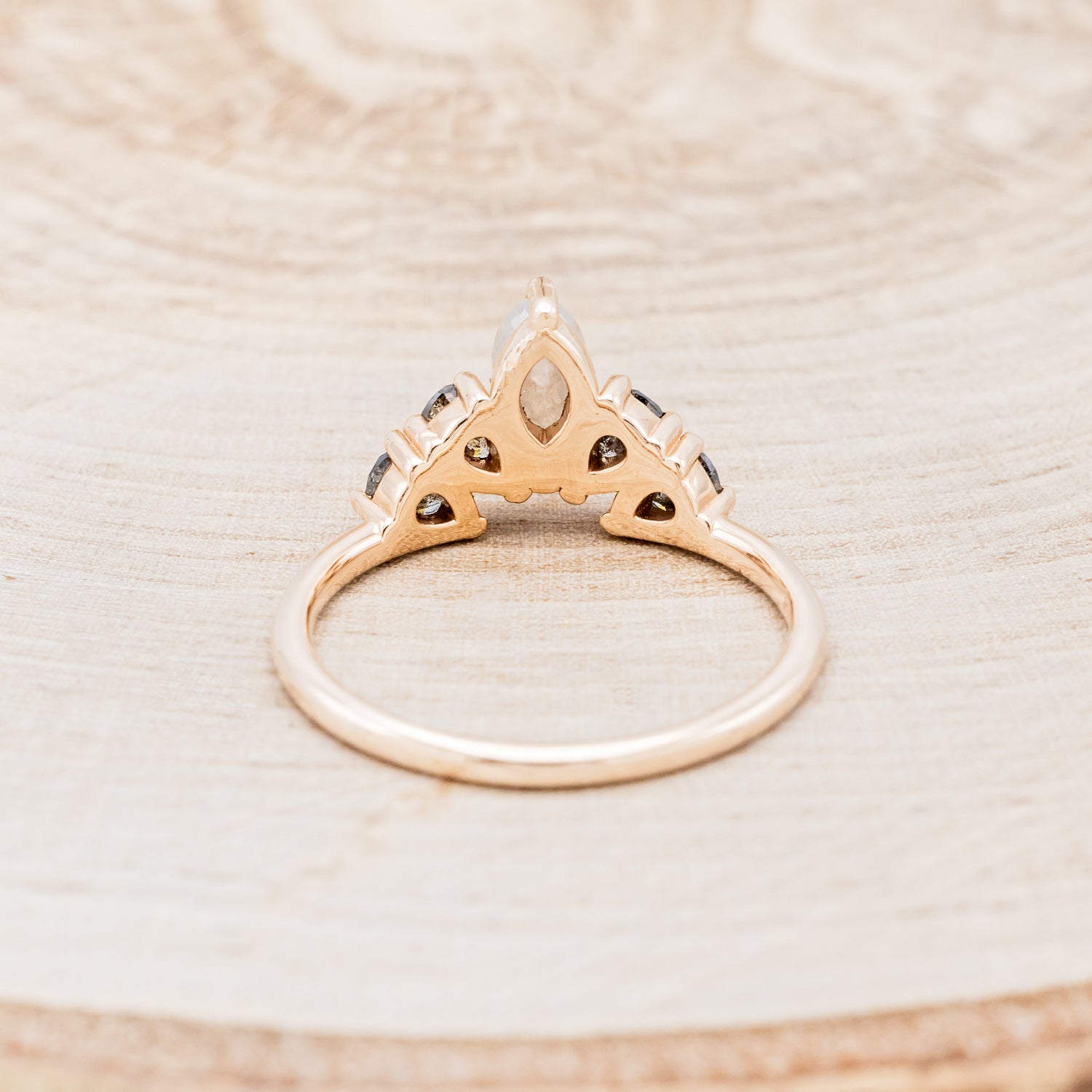 "IO" - PEAR-SHAPED SALT & PEPPER DIAMOND ENGAGEMENT RING WITH TRACER-18