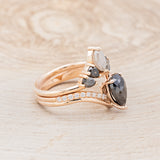 "IO" - PEAR-SHAPED SALT & PEPPER DIAMOND ENGAGEMENT RING WITH TRACER-3