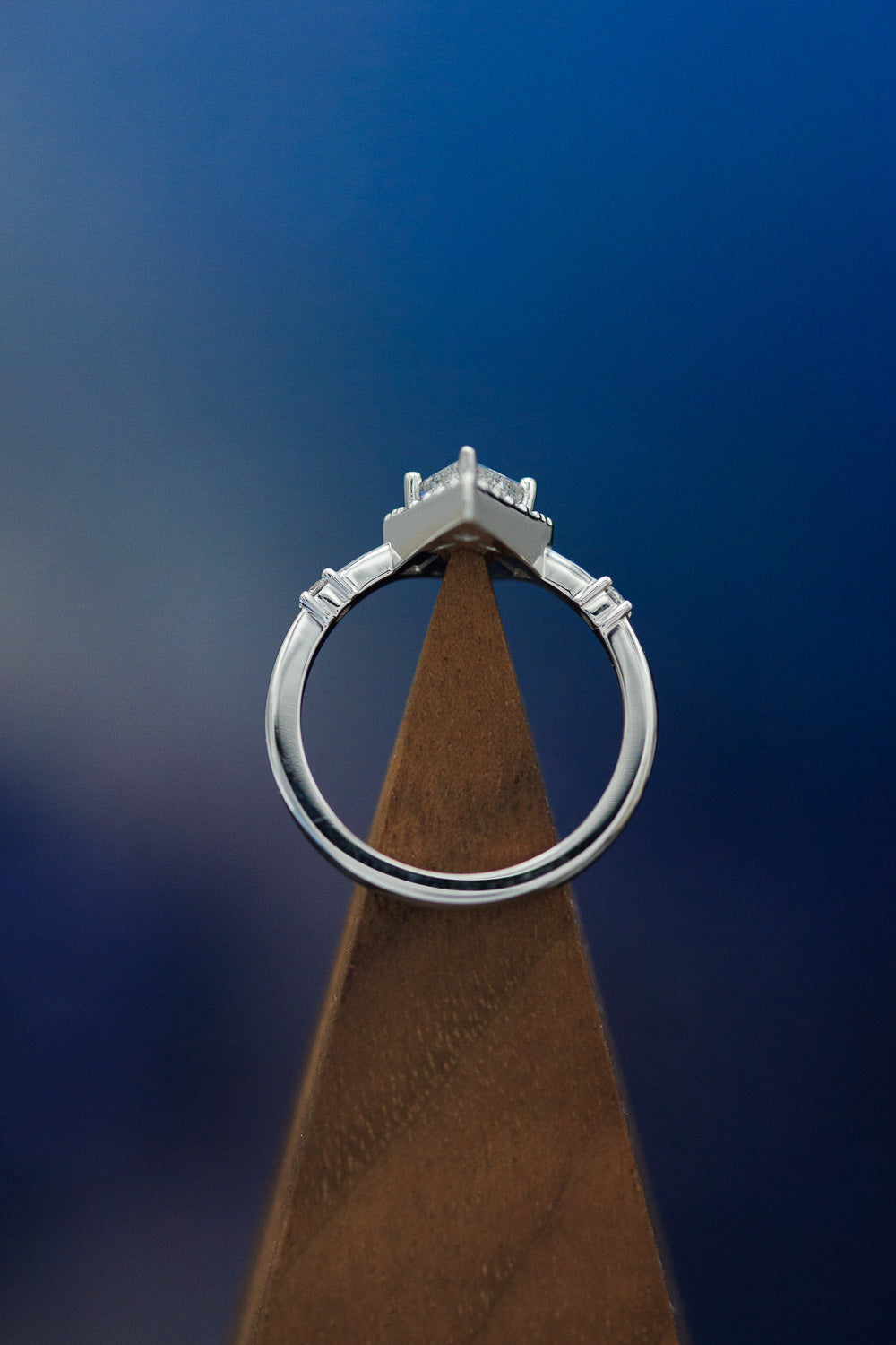 "LEIJA" - KITE CUT SALT & PEPPER ENGAGEMENT RING WITH DIAMOND HALO & ACCENTS-7