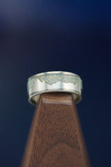 "HELIOS" - SILVER MOUNTAIN RANGE & FIRE AND ICE OPAL INLAY WEDDING BAND