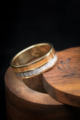 "DYAD" - MATCHING SET OF ANTLER & WHISKEY BARREL WOOD WEDDING BANDS-6