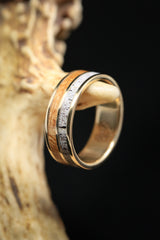 "DYAD" - MATCHING SET OF ANTLER & WHISKEY BARREL WOOD WEDDING BANDS-8