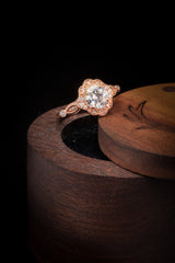"EILEEN" - ROUND CUT MOISSANITE ENGAGEMENT RING WITH DIAMOND ACCENTS