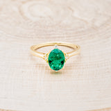 "ZELLA" - OVAL LAB-GROWN EMERALD ENGAGEMENT RING WITH DIAMOND ACCENTS-4