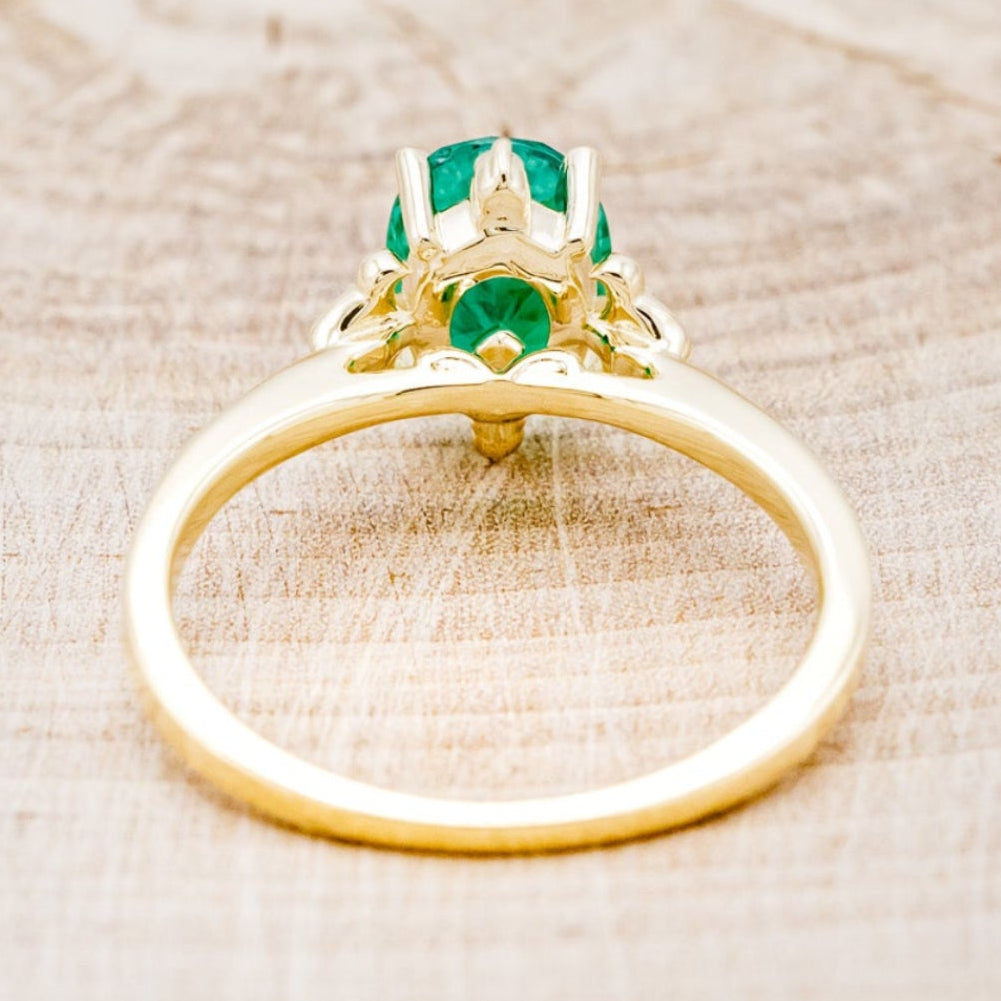 "ZELLA" - OVAL LAB-GROWN EMERALD ENGAGEMENT RING WITH DIAMOND ACCENTS-6
