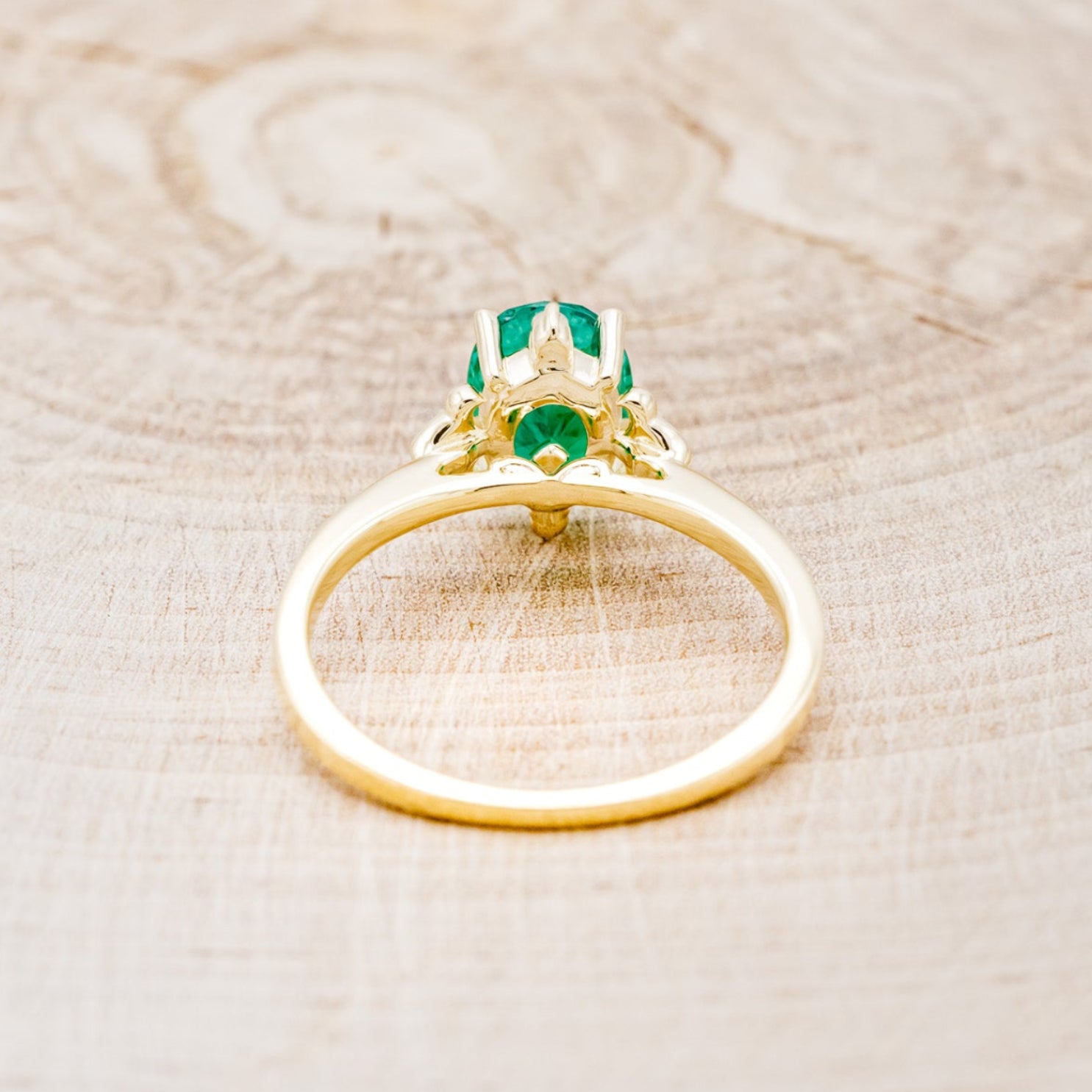 "ZELLA" - OVAL LAB-GROWN EMERALD ENGAGEMENT RING WITH DIAMOND ACCENTS-6