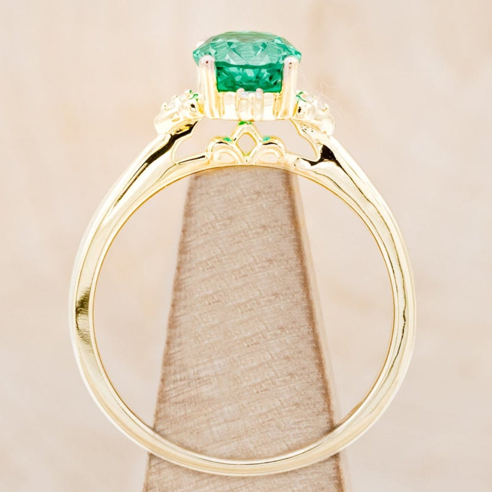"ZELLA" - OVAL LAB-GROWN EMERALD ENGAGEMENT RING WITH DIAMOND ACCENTS-5