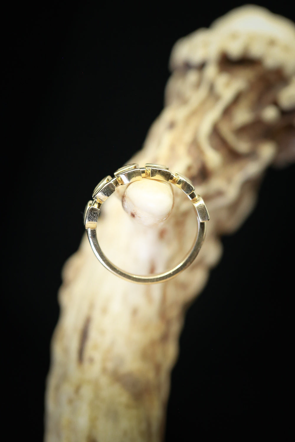 14K GOLD LEAF RING WITH ANTLER INLAYS-10