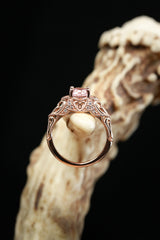 "RELICA" - OVAL MORGANITE ENGAGEMENT RING WITH DIAMOND ACCENTS
