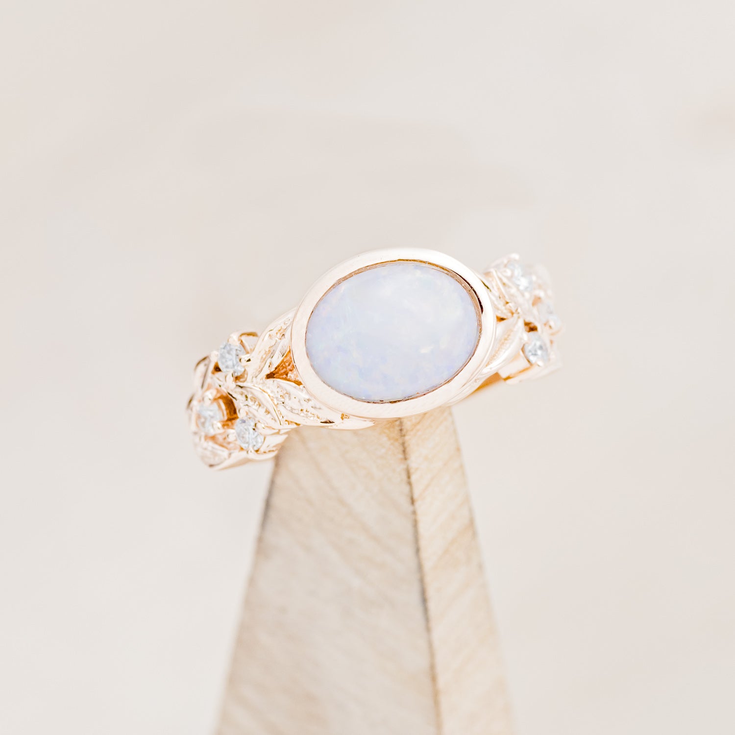 "ELORA" - OVAL OPAL ENGAGEMENT RING WITH DIAMOND ACCENTS-7
