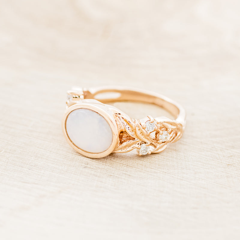 "ELORA" - OVAL OPAL ENGAGEMENT RING WITH DIAMOND ACCENTS