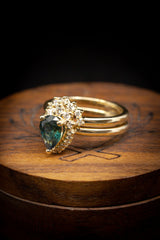 "LAVERNA" - ENGAGEMENT RING WITH DIAMOND ACCENTS & TRACER - SHOWN WITH PEAR-SHAPED MONTANA SAPPHIRE - SELECT YOUR OWN STONE