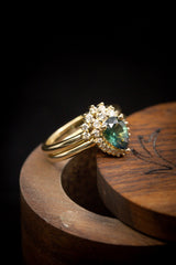 "LAVERNA" - ENGAGEMENT RING WITH DIAMOND ACCENTS & TRACER - SHOWN WITH PEAR-SHAPED MONTANA SAPPHIRE - SELECT YOUR OWN STONE
