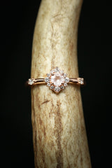 "STARLA" - ROUND CUT ROSE QUARTZ ENGAGEMENT RING WITH STARBURST DIAMOND HALO-11