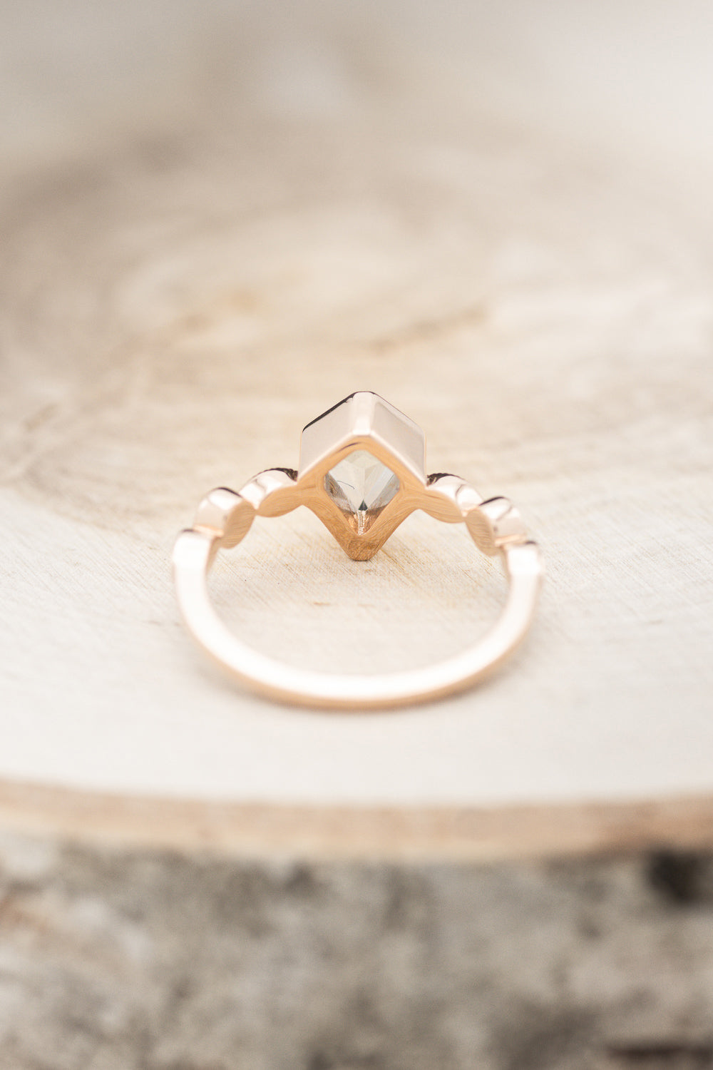 "BIANCA" - BRIDAL SUITE - KITE CUT AQUAMARINE ENGAGEMENT RING WITH PEARL & DIAMOND ACCENTS-12