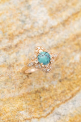 "FLORENCE" - ROUND CUT TURQUOISE ENGAGEMENT RING WITH DIAMOND ACCENTS