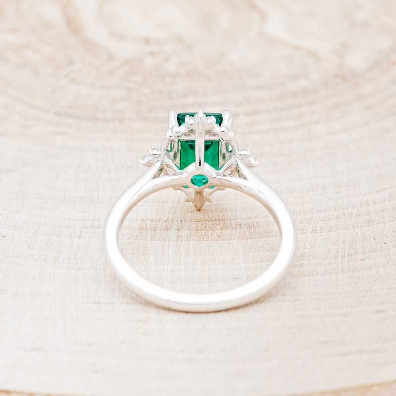 "TREVA" - EMERALD CUT LAB-GROWN EMERALD ENGAGEMENT RING WITH DIAMOND ACCENTS-5