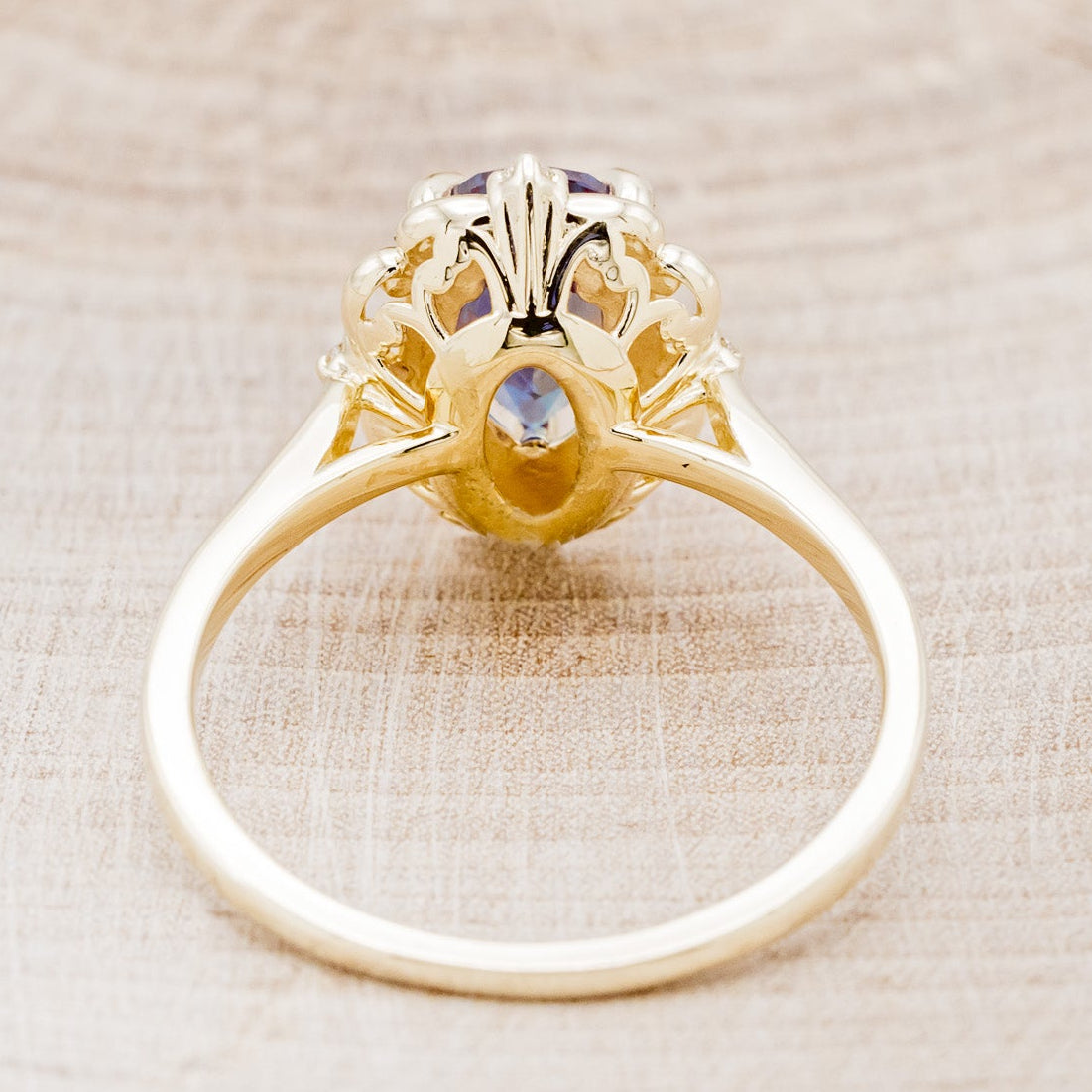 "VERA" - PEAR SHAPED LAB-GROWN ALEXANDRITE ENGAGEMENT RING WITH DIAMOND ACCENTS-18