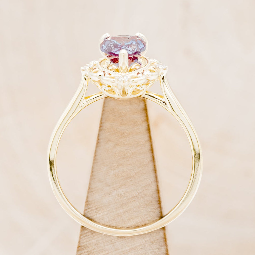 "VERA" - PEAR SHAPED LAB-GROWN ALEXANDRITE ENGAGEMENT RING WITH DIAMOND ACCENTS-19