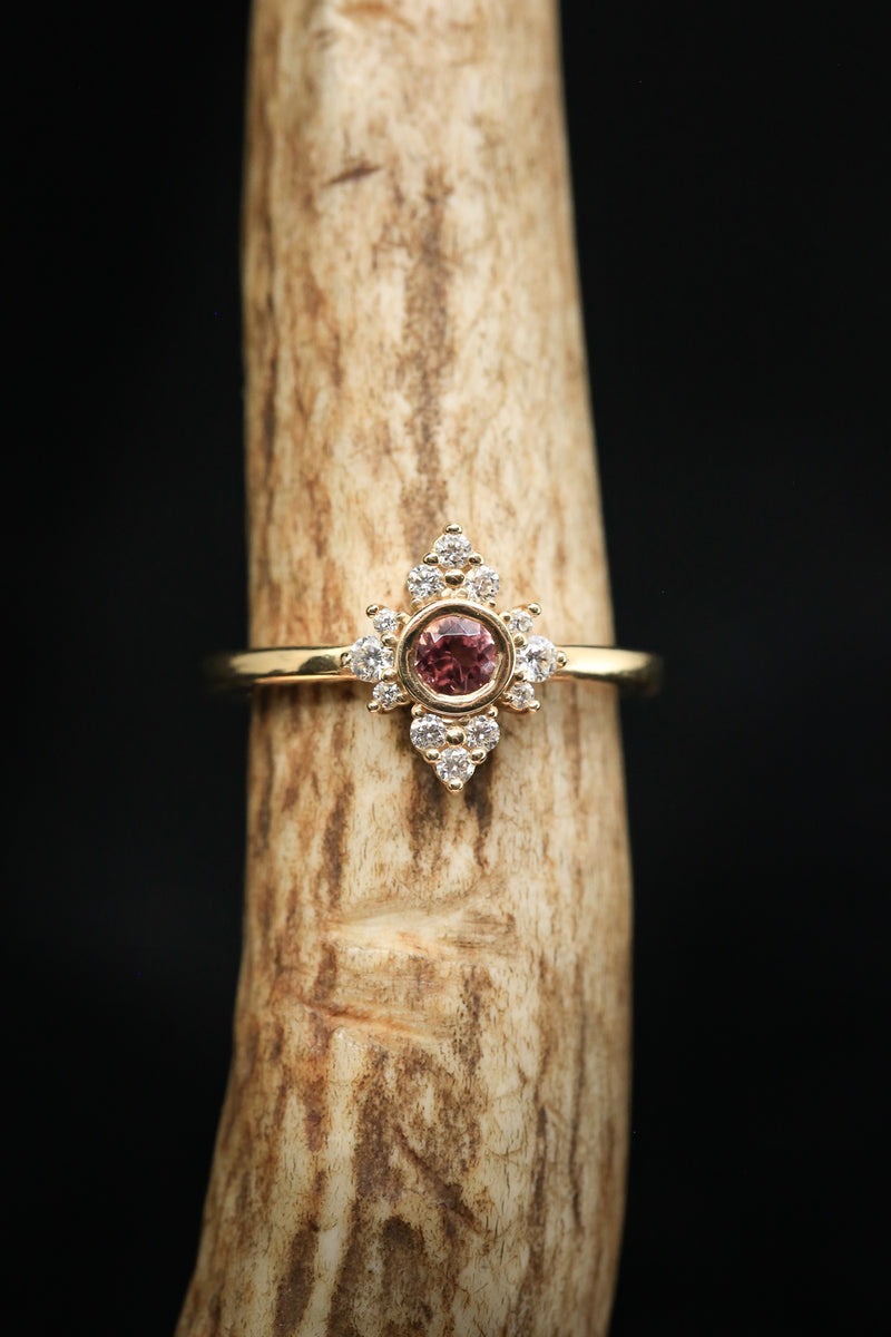 ROUND CUT TOURMALINE ENGAGEMENT RING WITH DIAMOND ACCENTS
