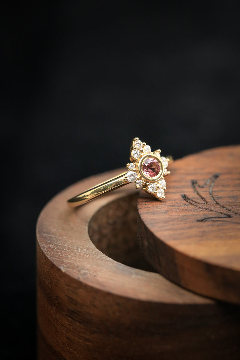 ROUND CUT TOURMALINE ENGAGEMENT RING WITH DIAMOND ACCENTS