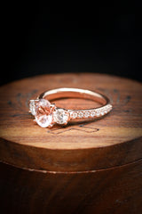 "COSETTE" - OVAL MORGANITE & DIAMOND ENGAGEMENT RING WITH DIAMOND ACCENTS