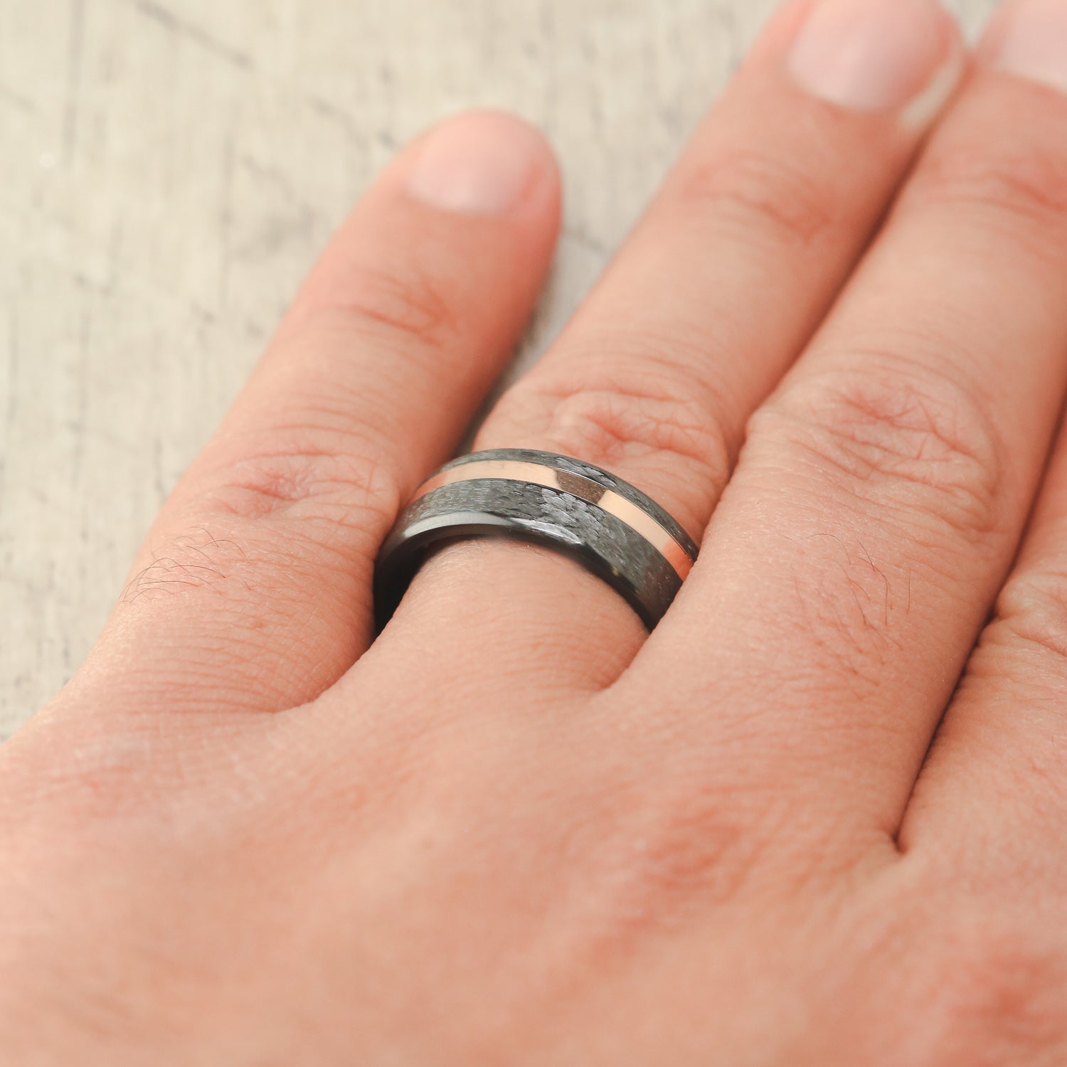 "VERTIGO" - 14K GOLD INLAY WEDDING RING-5