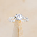 ROUND CUT MOISSANITE ENGAGEMENT RING WITH DIAMOND ACCENTS