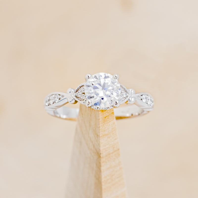 ROUND CUT MOISSANITE ENGAGEMENT RING WITH DIAMOND ACCENTS-7