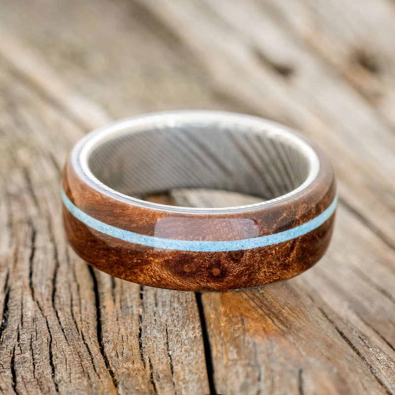 "REMMY" - REDWOOD & TURQUOISE WEDDING BAND - READY TO SHIP-10