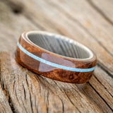 "REMMY" - REDWOOD & TURQUOISE WEDDING BAND - READY TO SHIP-9