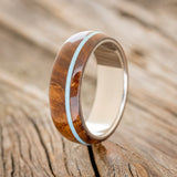 "REMMY" - REDWOOD & TURQUOISE WEDDING BAND - READY TO SHIP-1