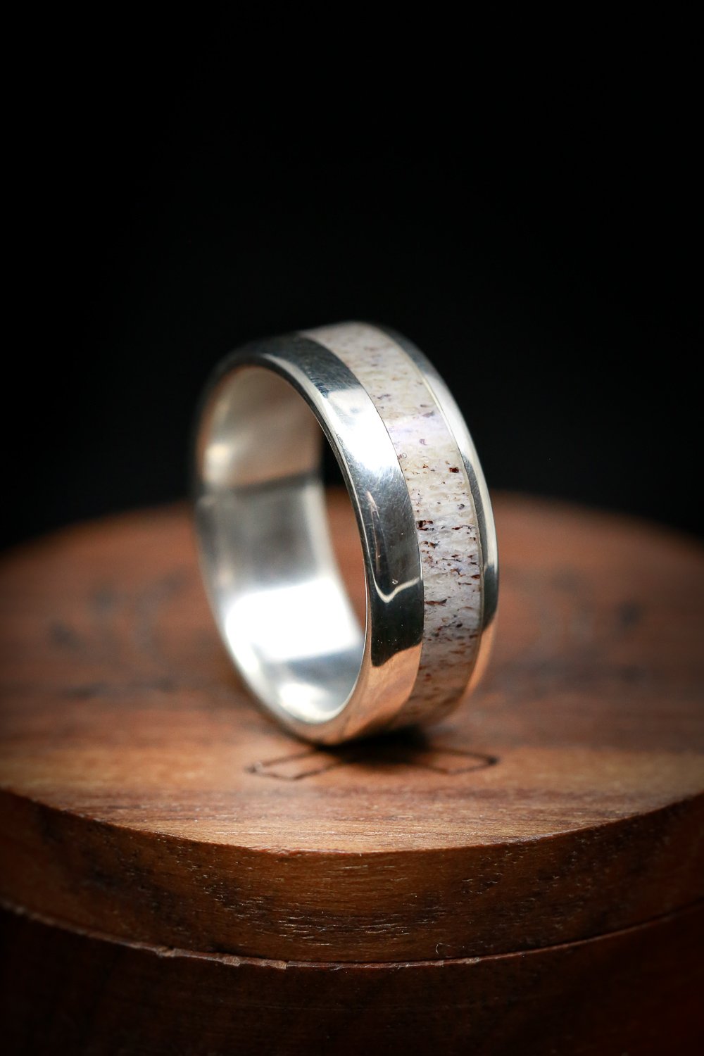 "TANNER" - ELK ANTLER WEDDING BAND-7