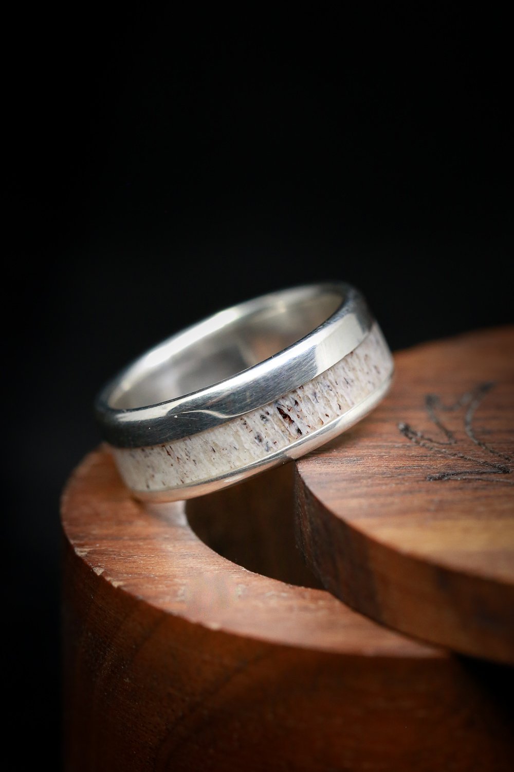 "TANNER" - ELK ANTLER WEDDING BAND-8