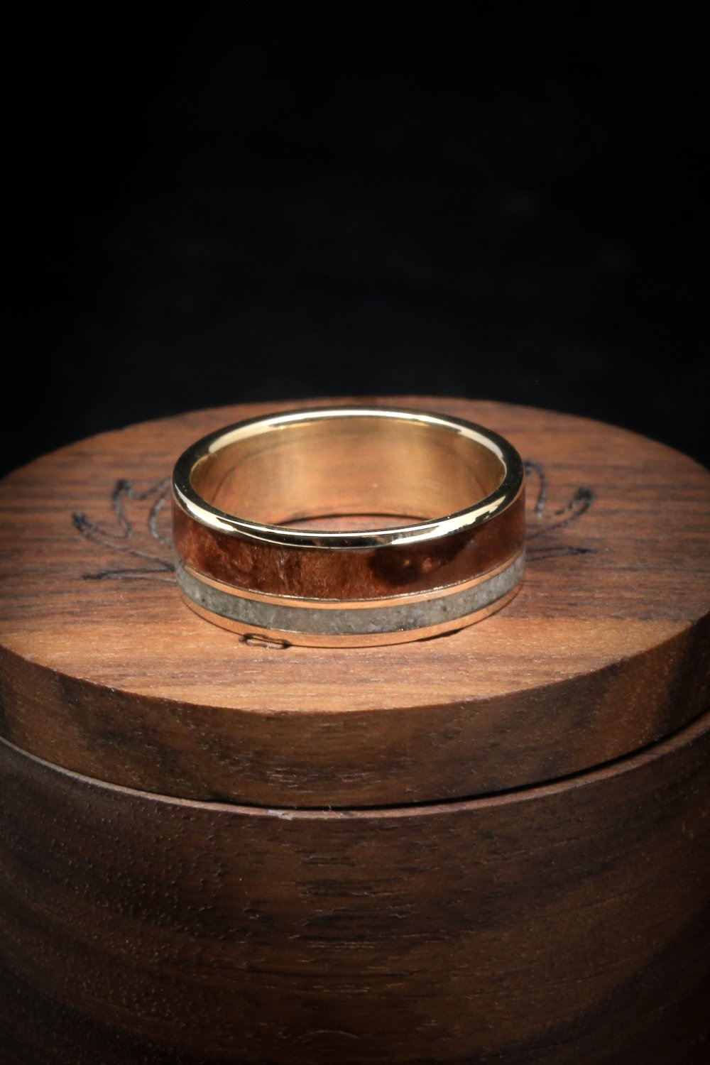 "RAPTOR" - REDWOOD & GRANITE WEDDING RING-14