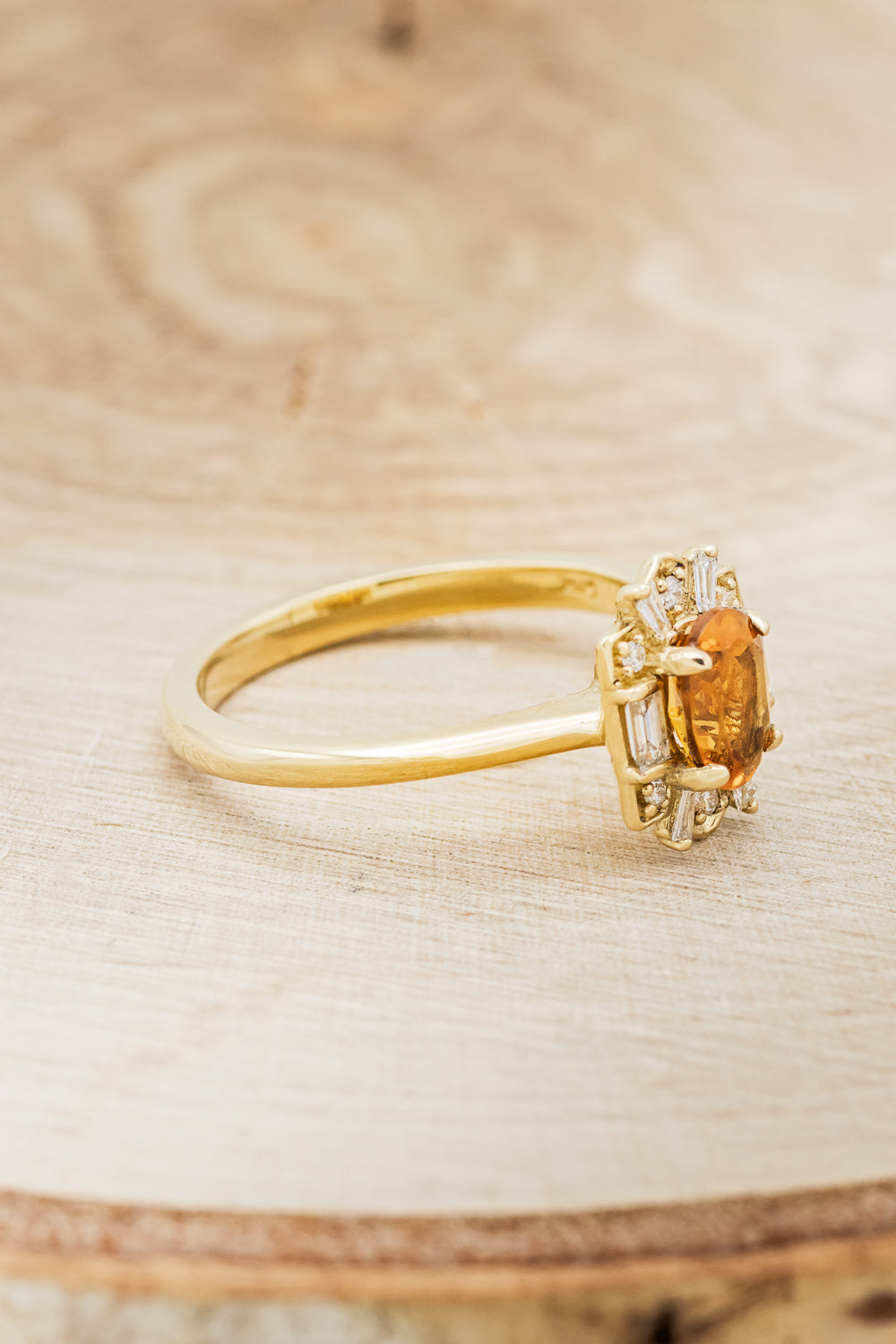 "CLEOPATRA" - OVAL CITRINE ENGAGEMENT RING WITH DIAMOND HALO-2