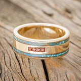 "RYDER" - PATINA COPPER & GARNET WEDDING RING-6