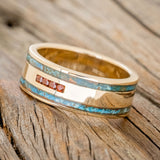 "RYDER" - PATINA COPPER & GARNET WEDDING RING-5