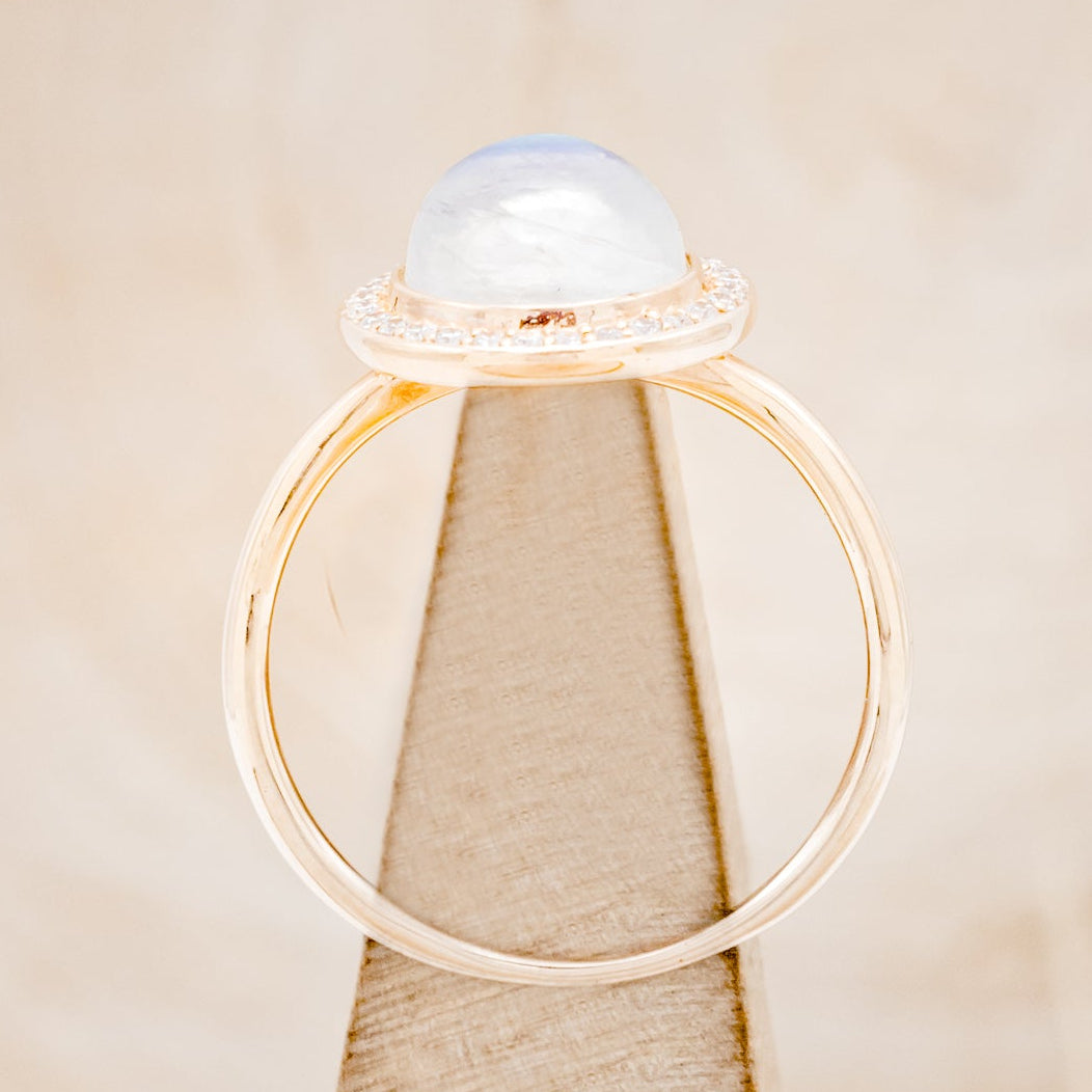"TERRA" - ROUND CUT MOONSTONE ENGAGEMENT RING WITH DIAMOND HALO-6