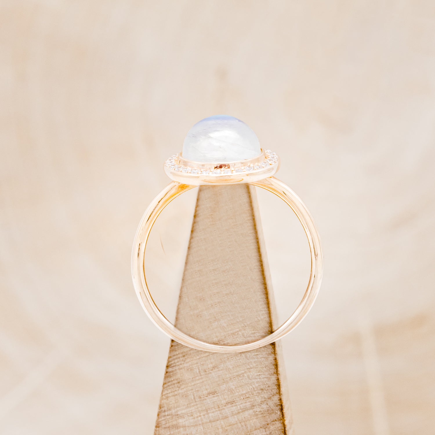 "TERRA" - ROUND CUT MOONSTONE ENGAGEMENT RING WITH DIAMOND HALO-6