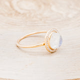 "TERRA" - ROUND CUT MOONSTONE ENGAGEMENT RING WITH DIAMOND HALO - 14K ROSE GOLD - SIZE 6 3/4-2